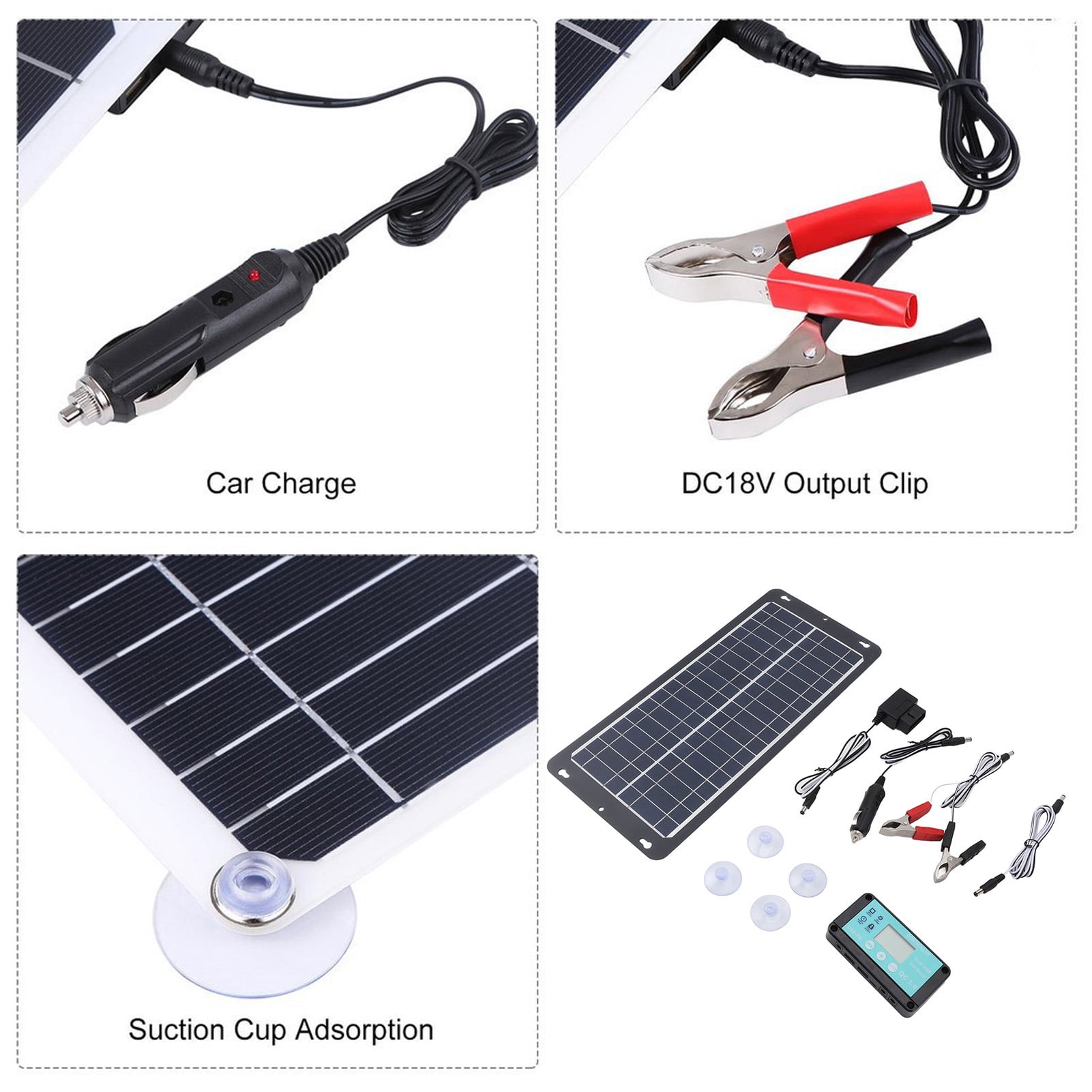 NFTIGB 30W Monocrystalline Solar Panel Kit with MPPT Waterproof 12V 24V Controller and OBD Regulator for RV Boat Camping, 16.1 x 7.7 inches / 41 x 19.5 cm