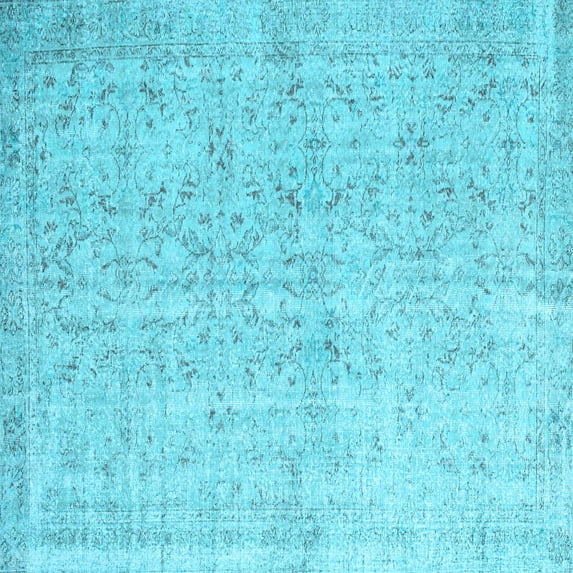 Ahgly Company Indoor Square Abstract Light Blue Contemporary Area Rugs, 7' Square