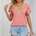 thumbnail image 5 of Inverlee T Shirts for Women V Neck Dressy Casual Short Sleeve Tops Boho Solid Color Shirts Flowy Vacation Tunic Blouse Tee Summer Fashion, 5 of 6