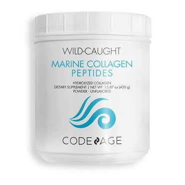 Codeage Wild-Caught Marine Collagen Peptides Powder, Unflavored, 15.87 oz (450 g)