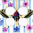 thumbnail image 3 of Metal Light Switch Plate Cover Unique Floral Butterfly Yellow Blue Stripes BUT006, 3 of 13