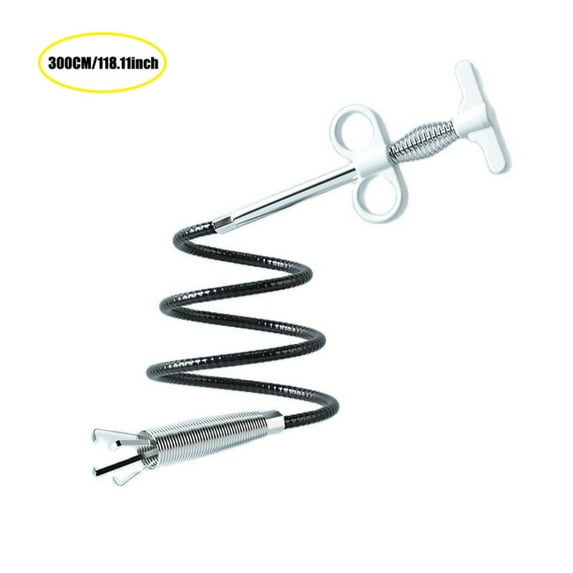 Kitchen Blockage Washbasin Sewer Cleaning Drain Cleaner Pipe Unblocker Curved Pipe Clog Remover WHITE 300CM