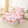 thumbnail image 2 of Homewish Valentine Dog Twin Sheets,Kawaii Pet Theme Bedding,Pink Ribbon Bow Decor,3 Pieces,1 Fitted Sheet and 1 Pillowcase, 2 of 6