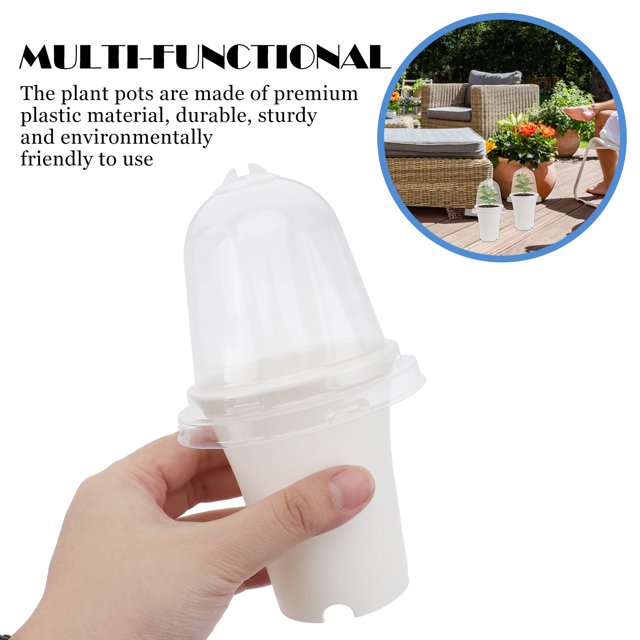 SKISUNO 2Ud Macetas De Plástico Con Tapa Y Drenaje Para Plantas En Interior Y Exterior