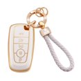 thumbnail image 1 of EKALA Funda para llavero Ford con cordón para llavero, 5 botones, carcasas de llaves de TPU suave, funda para llavero blanca femenina, compatible con Ford Explorer Fusion Mustang F150 Edge Escape Expe, 1 of 1
