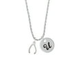 thumbnail image 2 of Delight Jewelry Silvertone Wishbone Silvertone Script Initial Disc - U - Charm Necklace, 20"+3", 2 of 4