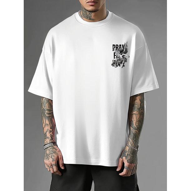 Men'S Y2K Angel Cherry Blossom Print T-Shirt - Casual Crew Neck Short Sleeve Tee with Medium Stretch Cotton Knit Fabric Regular Fit for Summer Weekend top, Casual Sporty Tee, Summer Gifts