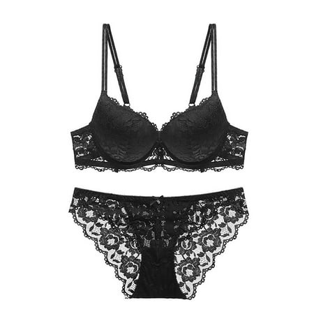 Sentmoon Lingerie for Women Thin Sponge Transparent Bra With Large Chest And Small Lace Women s Sexy Lingerie Bra Set Women s Lingerie  Sleep & Lounge Valentines Day Gifts for Her Fall Saving