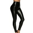 thumbnail image 4 of XIAfhje Leather Pants Women High Waist Leggings Pvc Leggings Butt Lift Stretchy Pu Leggings Sexy Shiny Wet Look Slim Fit Trousers Faux Leather Leggings Skinny Tights Long Pants, 4 of 5
