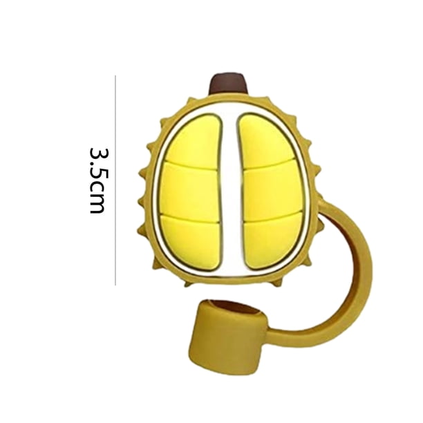 Gorras De Paja Cubierta de pajita de dibujos animados de silicona reutilizable para accesorios de taza de 5-10 mm (marrón durian) Hugtrwg Libre de BPA