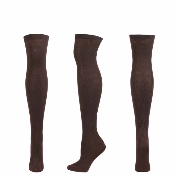 Running Socks Womens New Fall Winter Women Striped Solid Color Cotton Knit Over-the-Knee Stockings Style B-59 Coffee One Size