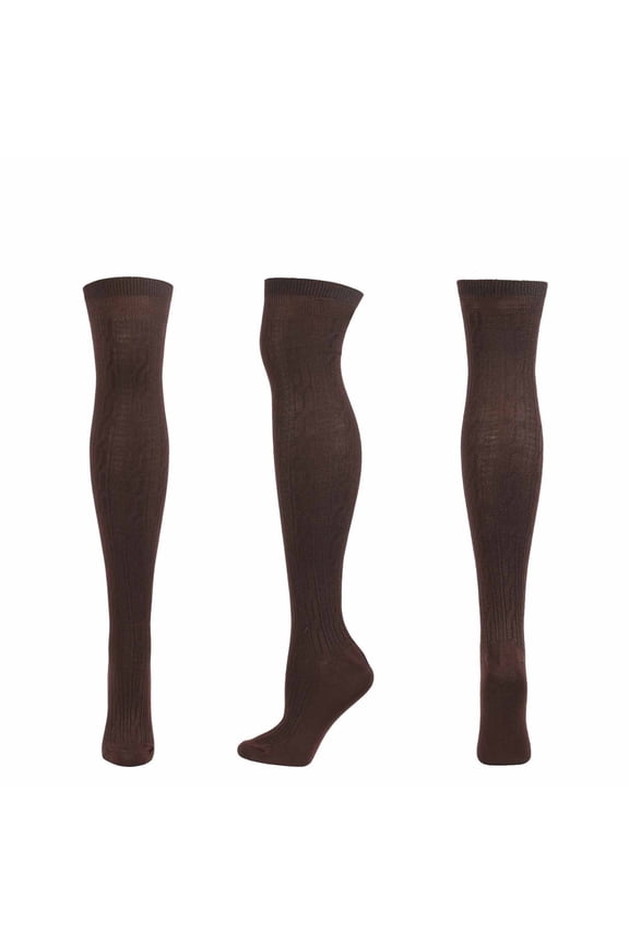 Autumn Winter Women Striped Solid Color Cotton Knit Over-the-knee Stockings for Outdoor Travel
