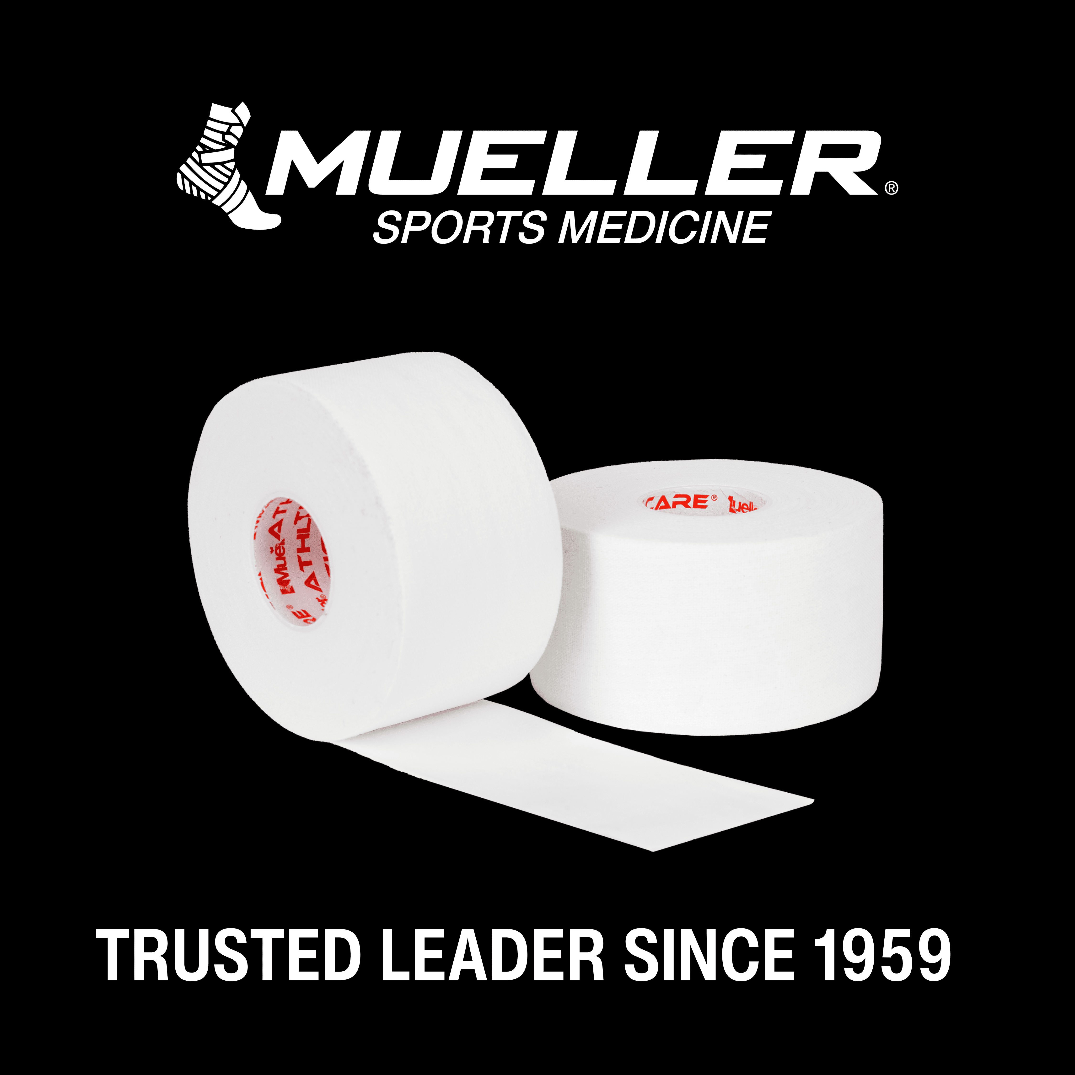 (2 pack) Mueller MTape Athletic Tape, 4 Pack, Black, 10yd