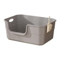 thumbnail image 1 of Caja de arena para gatos con tapa abierta, caja de arena para gatos, suministros para mascotas, cama para gatos portátil a prueba de salpicaduras, caj Gris, 1 of 8
