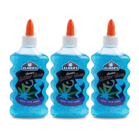 Elmer's Liquid Glitter Glue, Washable, Blue, 6 Ounces, 3 (Best Glue For Seashells)