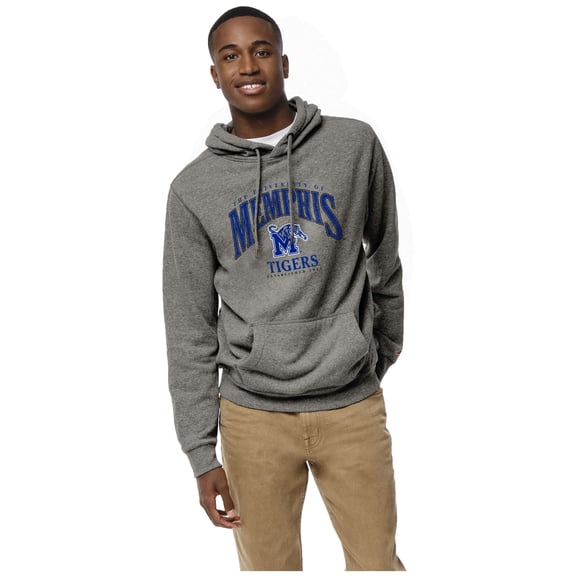 Men's League Collegiate Wear Heather Gray Memphis Tigers Heritage Tri-Blend Pullover Hoodie