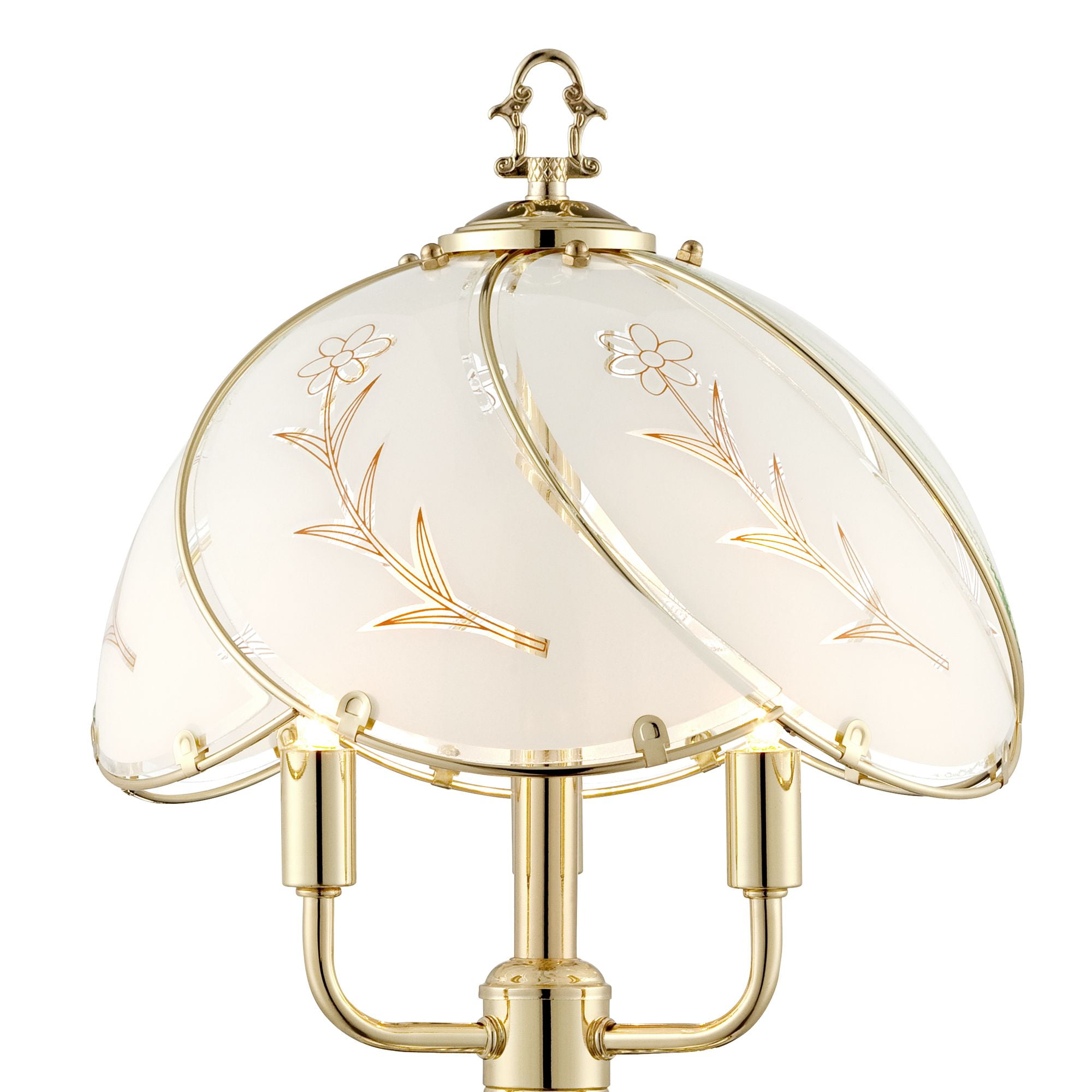 Regency Hill Flower Traditional Accent Table Lamp 19 1/2" High Polished Brass Touch On Off Floral Glass Shade for Bedroom Living Room Bedside Office