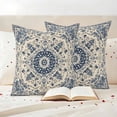 thumbnail image 3 of Vintage Farm Pillow Covers 2 Pack Blue Flowers Bohemian Style Farmhouse Pillowcase Waterproof Outdoor Throw Pillow Cover for Patio Garden Square Cushion 18”x18”, 3 of 9