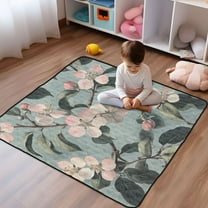 WOBOGO Malus Spectabilis Baby Playmats Extra Large Waterproof Rollable Activity Pads for Toddlers 50×50inch
