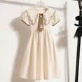 thumbnail image 2 of Agkizg Girls Short Sleeve Dresses Crewneck Solid Color Casual A Line Cottons Girl Sundress Dresses, 2 of 5