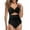 Black, variant on Women's One Piece Swimsuits Tummy Control Cutout High Waisted Bathing Suit Wrap Tie Back 1 Piece Swimsuit