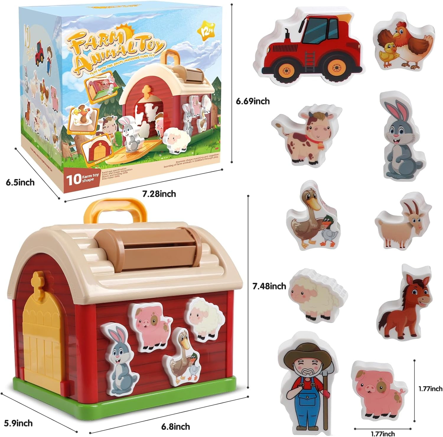 ANTIC DUCK Toddler Toys, Toys for 1  Year Old, Farm Animals Toys, Learning Montessori Toys, Christmas Birthday Gift for Baby Kids Toddlers Age 12- 24 Months