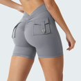 thumbnail image 4 of Women Scrunch Workout Shorts with Pockets - Lifting Booty V Back Athletic Gym Yoga Shorts, 75% Nylon 25% Spandex, True to Size, 4 of 5