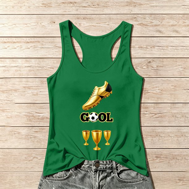 Women's Football Graphic Tank Tops, Women's Sleeveless Running Tank Top, Breathable Lightweight Sports Vest for Workout, Gym, Yoga, Training for Soccer Tournament 2026 Green Size: 2XL