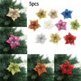 thumbnail image 5 of 5Pcs Christmas Glitter Artificial Poinsettia Flowers Xmas Poinsettia Artificial Wedding Flowers Decorations Xmas Tree Ornaments for Party Favors, 5.6inch, 5 of 5