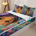 thumbnail image 3 of Castle Fairy Cartoon Black Girl Zipper Twin Comforter Sets with Fitted Sheet and 2 Pillowcases,Watercolor Flying Butterflies Zipper Bedding Set,Brown Blue,4-Piece, 3 of 6