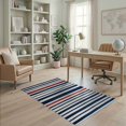 thumbnail image 2 of ODIKA 4'x6' Washable Area Rug Pet Friendly, Non-Shedding Striped Vintage Navy Interlocking Border Nautical Strip Mudroom for Bedroom, Reading Nook, 2 of 7