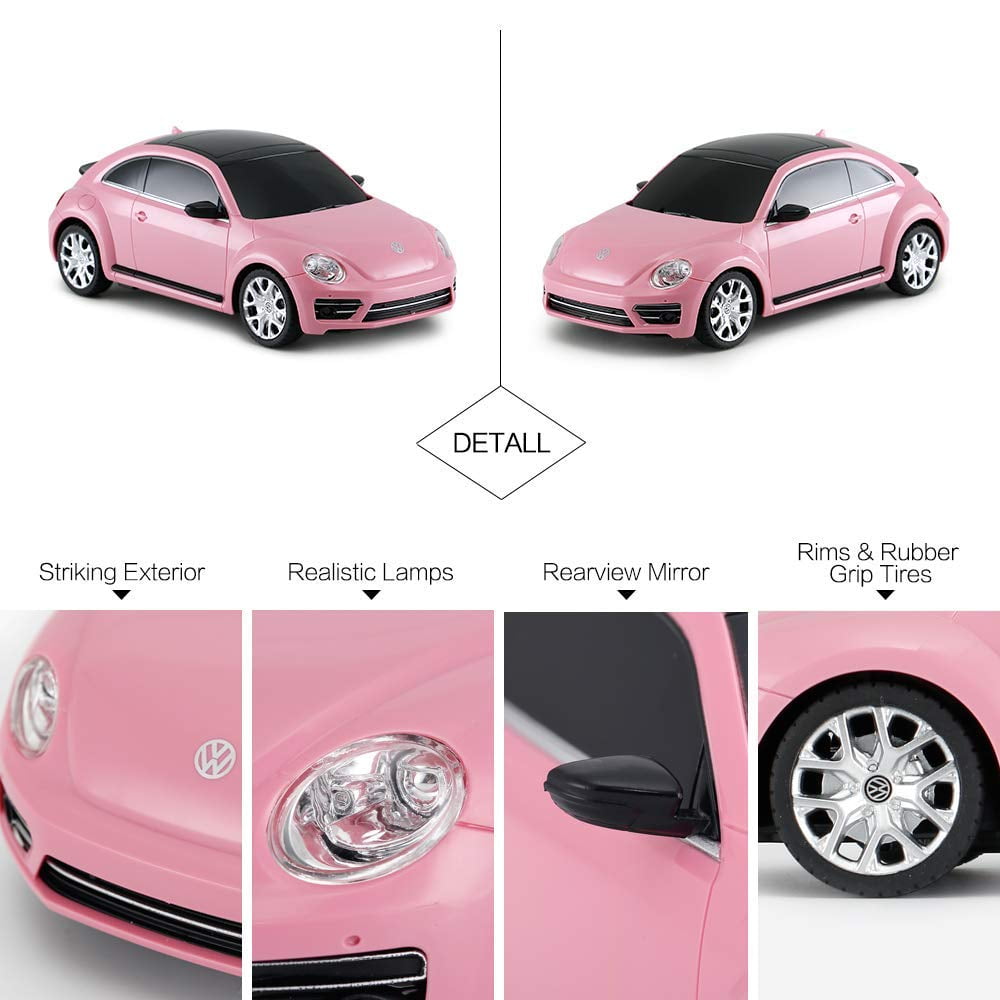 Radio Remote Control 1/24 Scale Volkswagen Beetle Licensed RC Model Car (Pink)