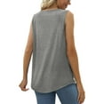 thumbnail image 4 of Fancyglim Women Plus Tank Tops Square Neck Loose Fit Pleated Sleeveless Shirt Grey 3XL, 4 of 5