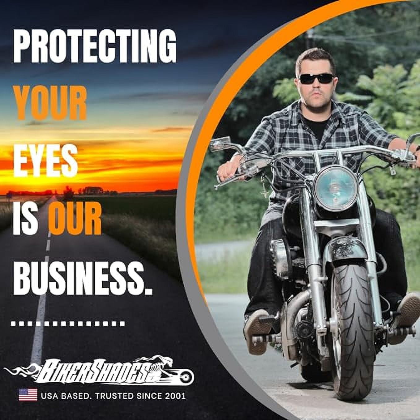 Bikershades Motorcycle Safety Sunglass Foam Padded Mens Windproof Dustproof Large Fit