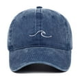 thumbnail image 2 of Bibifish Mens Distressed Washed Baseball Cap White Wave Embroidery Detail Vintage Style Adjustable Sun Protection Casual Sports & Beach Cap, 2 of 2