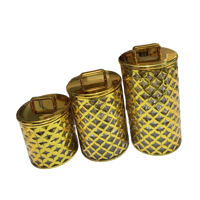 Tnarru 3 Pcs Pot à Bonbons Récipient de Stockage Alimentaire Portable Rond Pot à Biscuits Anti-Poussière avec Couvercle pour Épices Fruits Secs