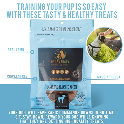 OrganaBark Dog Treats, Lamb and Flaxseed Dog Bites, Treats for Dogs of