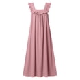 thumbnail image 4 of Ohufall Nightdress for Women Square Neck Ruched Solid Color Maxi Dress Sleeveless Loungewear & Sleepwear Long Dress, 4 of 8