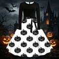 thumbnail image 2 of Edvintorg A Line Dresses for Women Halloween Printed Crew Neck Long Sleeve Casual Maxi Dress Clothes Women S-2XL White, 2 of 6