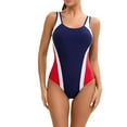 thumbnail image 6 of Women's Sleeveless One Piece Wetsuit Conservative Sexy Backless Color Matching Swimsuit with Removable Bra Pads for Swimming Vacation,Red,XL, 6 of 7