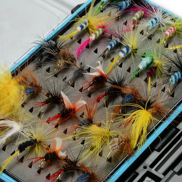 Leadingstar Isafish 64pcs Dry Flies Bass Salmon Trouts Flies Nymph And Streamer Fly Fishing Flies Kit Waterproof Fly Box For Trout Fly Fishing Flies (