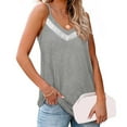 thumbnail image 2 of USSUMA Womens Summer Tops and Blouses Trendy V Neck Flowy Color Block T-Shirts for Women Dressy Casual Sleeveless Spaghetti Strap Camis Shirt Tunics Plus Beach, 2 of 7