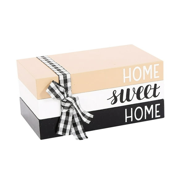 Sweet Home Wooden Stacked Books Decor for Entry Table Unique Design Gift Option