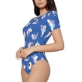 thumbnail image 2 of Fotbe Party Shark Cute Women's Crew Neck Short Sleeves Bodysuit Tops Round Neck Slim Sleeveless Soft Comfortable Basic-X-Large, 2 of 9