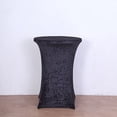thumbnail image 5 of Balsa Circle Black Round Fitted Cocktail Table Cover Crushed Velvet Tablecloth Party Events Decorations Supplies, 5 of 8