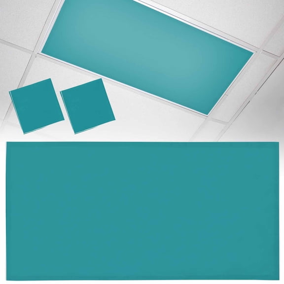 2 Pack Teal Fluorescent Light Covers for Ceiling Lights Solid Color Magnetic Ceiling Light Covers Overhead Light Filters for Office Classroom Home