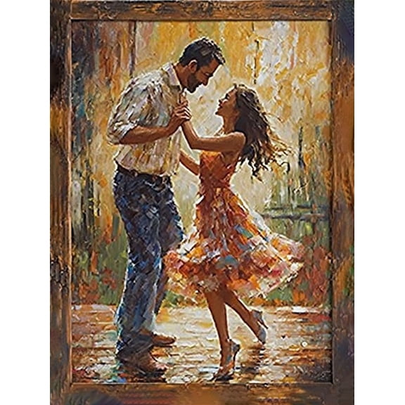 Couple Dancing Oil Painting Decorative Painting/Canvas Art, Suitable for Living Room, Bedroom, Dining Room, Office, Study, Hallway, Hotel Decoration and Romantic Gift Idea, Wall Art