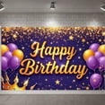 thumbnail image 3 of Gold Star Banner Purple Yellow Balloons Royal Birthday Backdrop Golden Crown Sparkling Design Starry Birthday Background for Birthday Party Photo Backdrop Indoor Event, 3 of 9