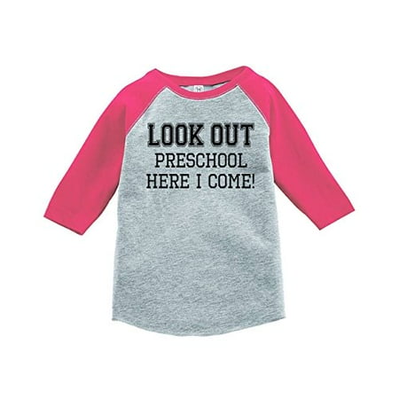 

Custom Party Shop Girls Look Out Preschool Pink Baseball Tee