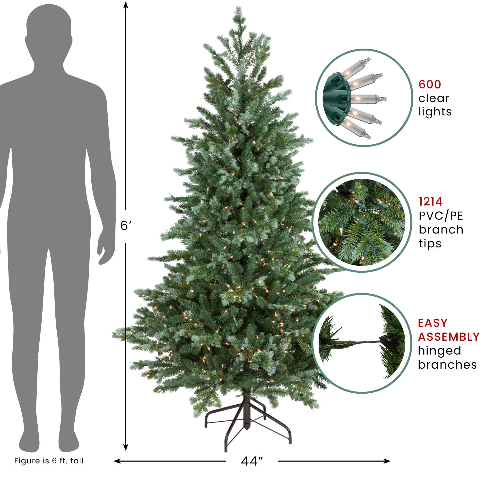 6' Pre-Lit Blue Spruce Artificial Christmas Tree Clear Lights